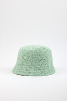 Mint green textured slim profile bucket hat_1