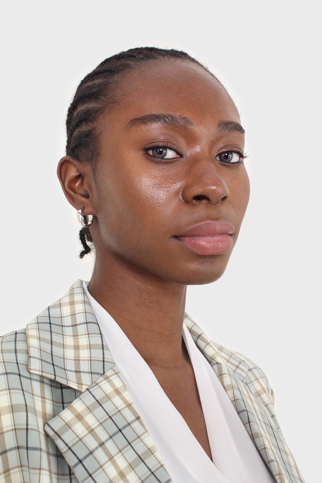 Mint green and beige check oversized blazer_8