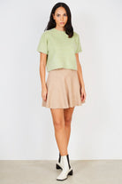 Mint green wool blend mix knit short sleeve jumper_2