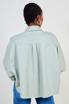Mint vegan leather cropped shirt_2