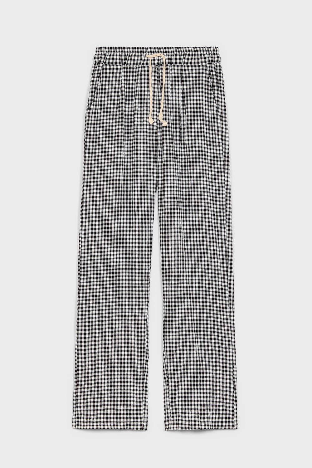 Black small gingham loose fit trousers_6