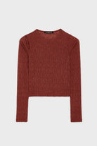 Burgundy lined slit shoulder top_6