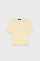 Cream textured puff short sleeved top_1