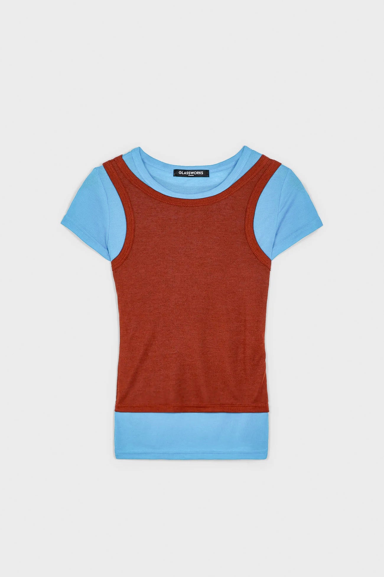 Orange and blue tank layered T-shirt_1