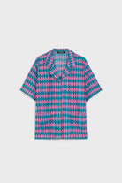Pink and blue diamond print shirt_7