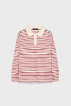 Pink red and ivory striped rugby top_6