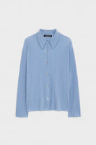 Sky blue micro pleated long sleeved shirt_1