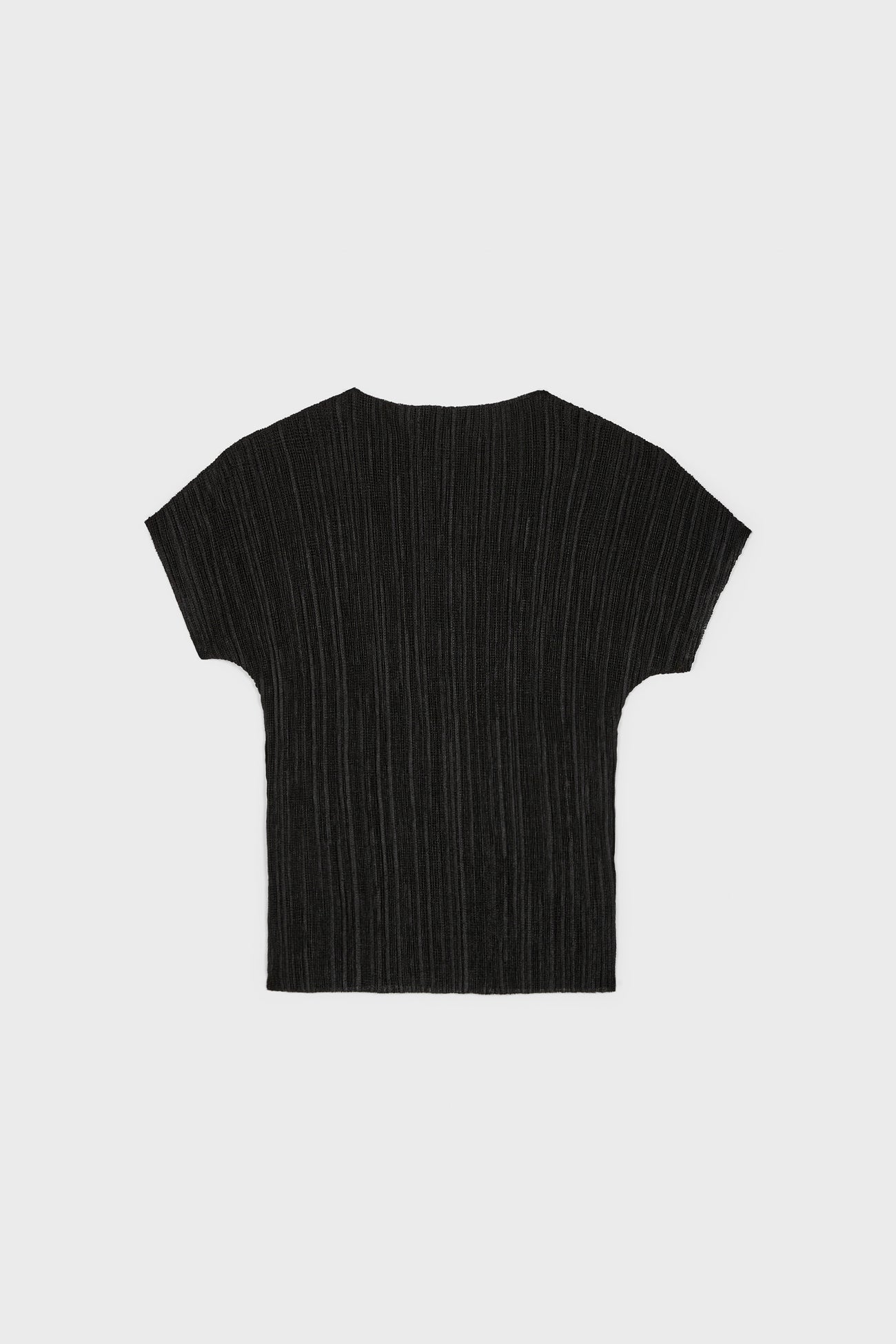 Black pleat ribbed short sleeved top | Glassworks London
