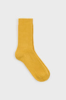 Mustard ribbed cashmere wool blend socks_1