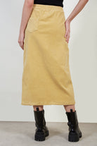 Mustard corduroy slit back skirt_3