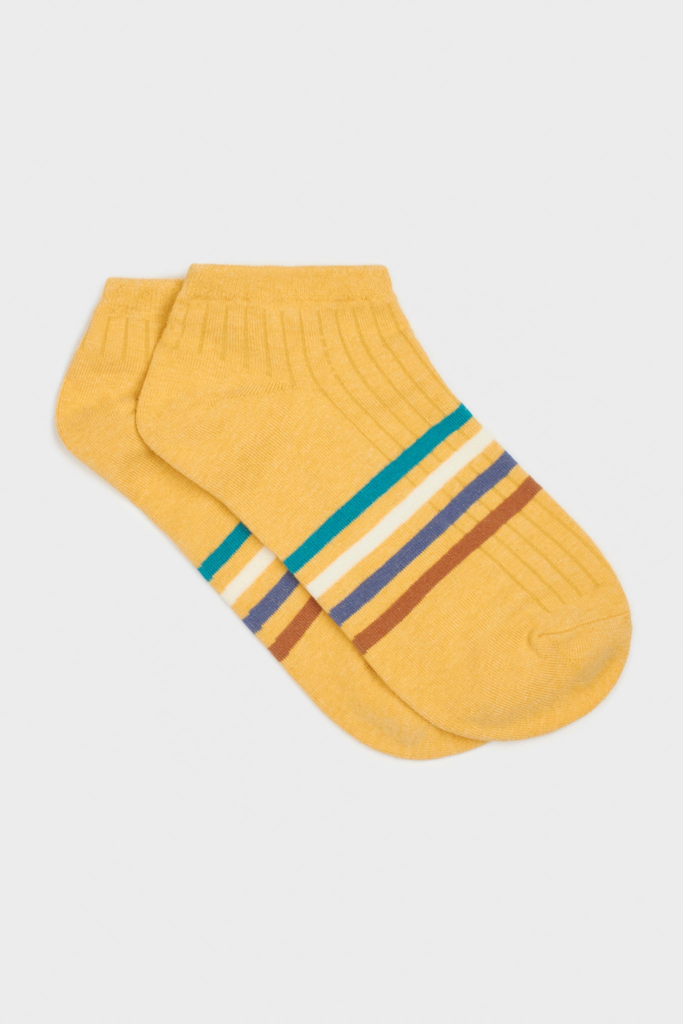Mustard multicolour striped ankle socks_3