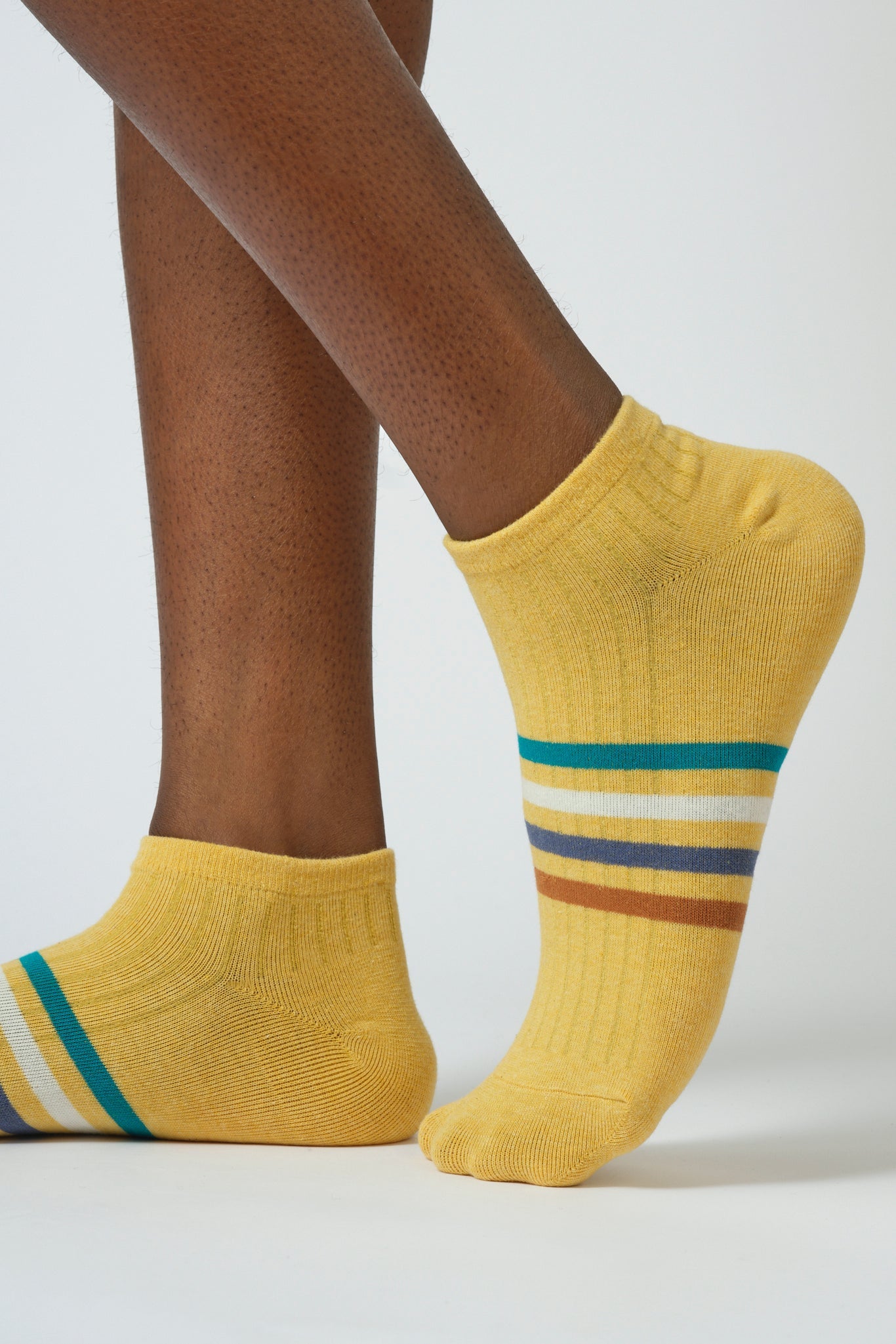 Mustard multicolour striped ankle socks_1