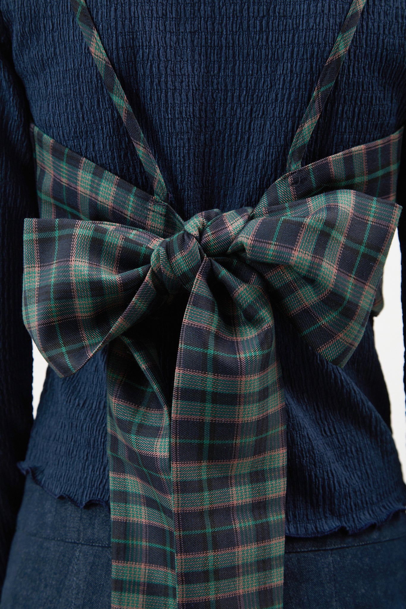 Navy and green plaid tie back tank_4