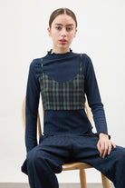 Navy and green plaid tie back tank_5