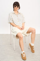 Navy and ivory double stripe short sleeve shirt_5