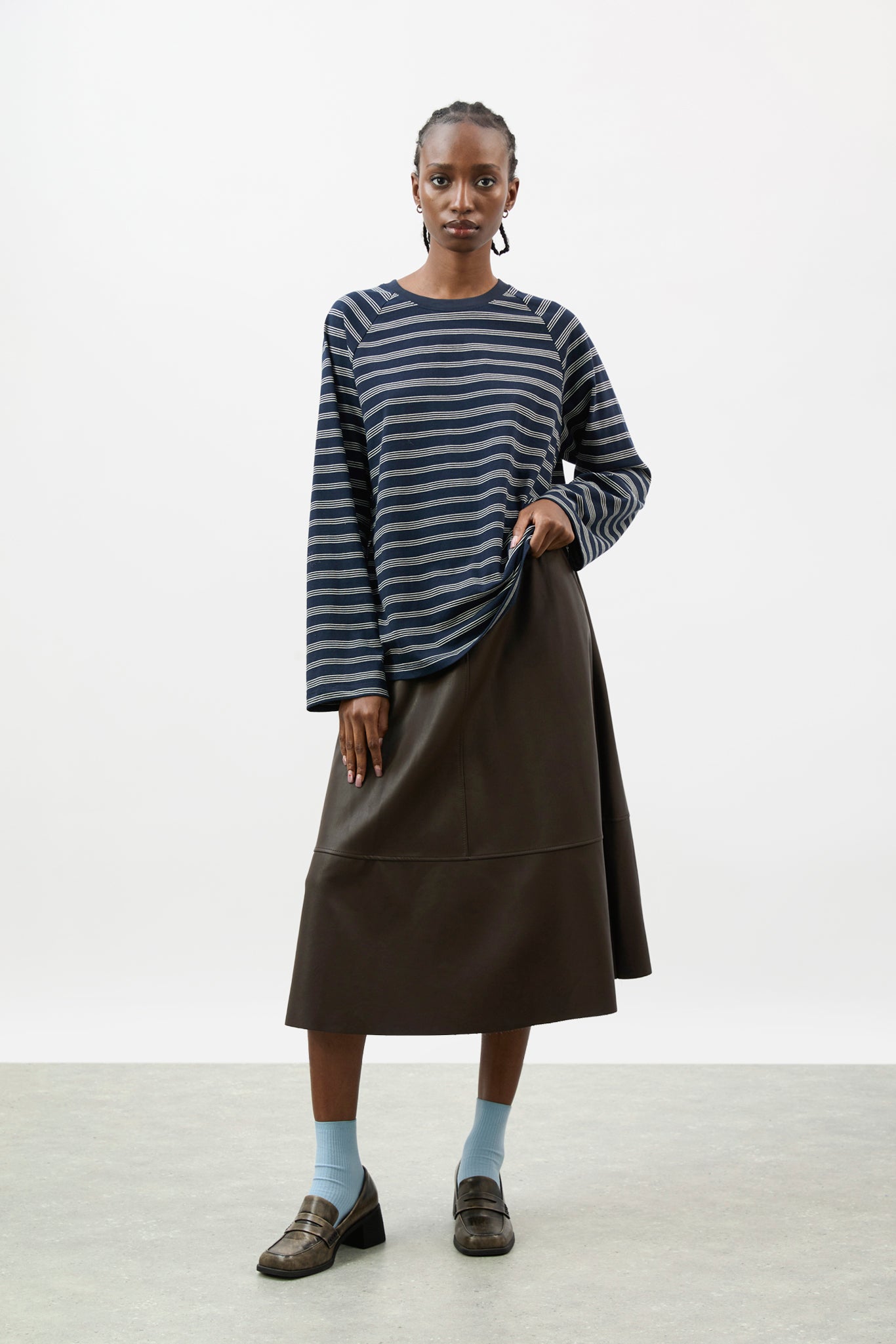 Navy and ivory multi stripe raglan sleeve top_5