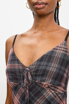 Navy and orange bias plaid strappy dress_4