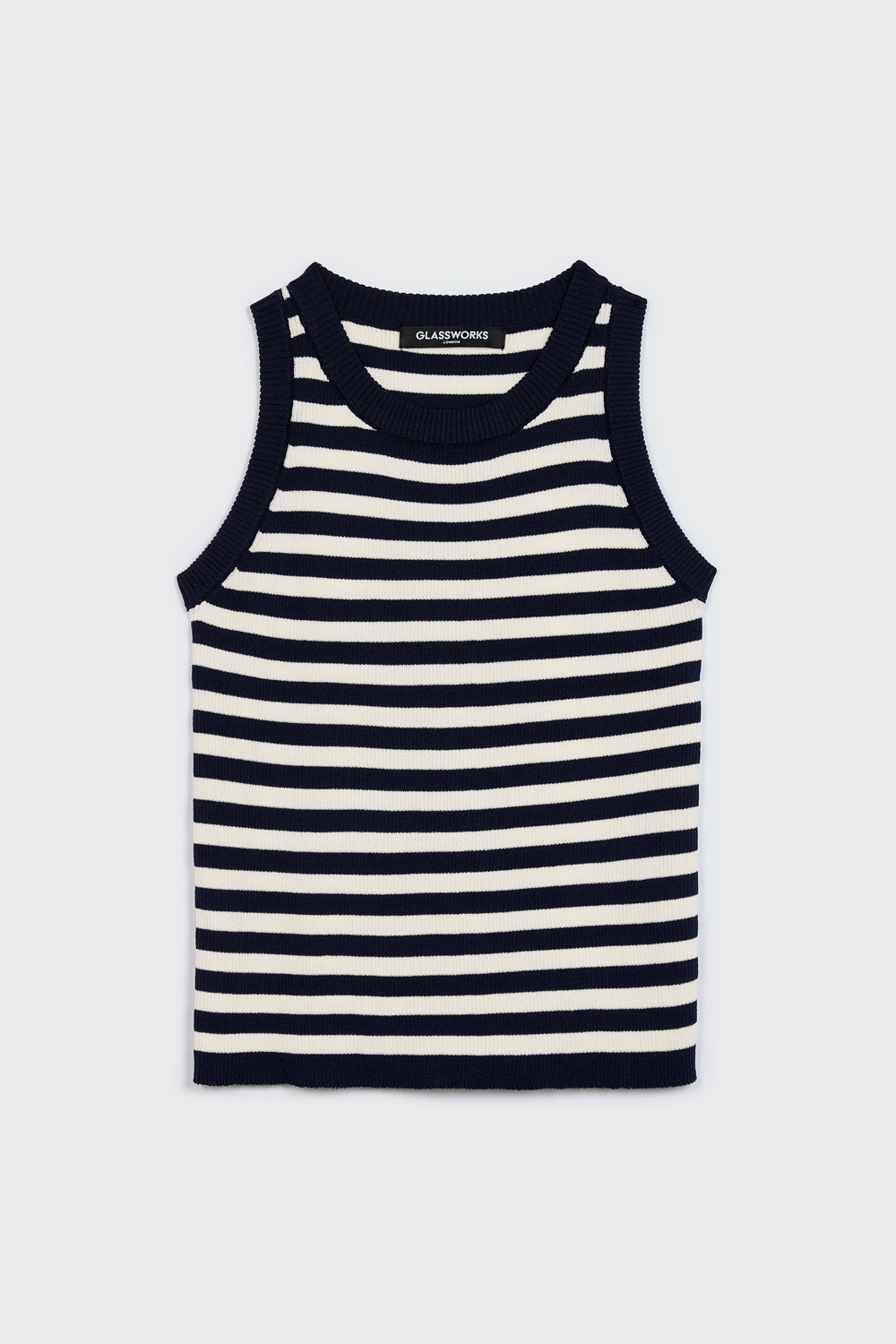 Navy and white horizontal stripe long knit tank_6