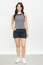 Navy and white horizontal stripe long knit tank_4