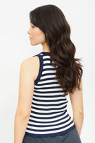 Navy and white horizontal stripe long knit tank_2