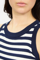 Navy and white horizontal stripe long knit tank_3