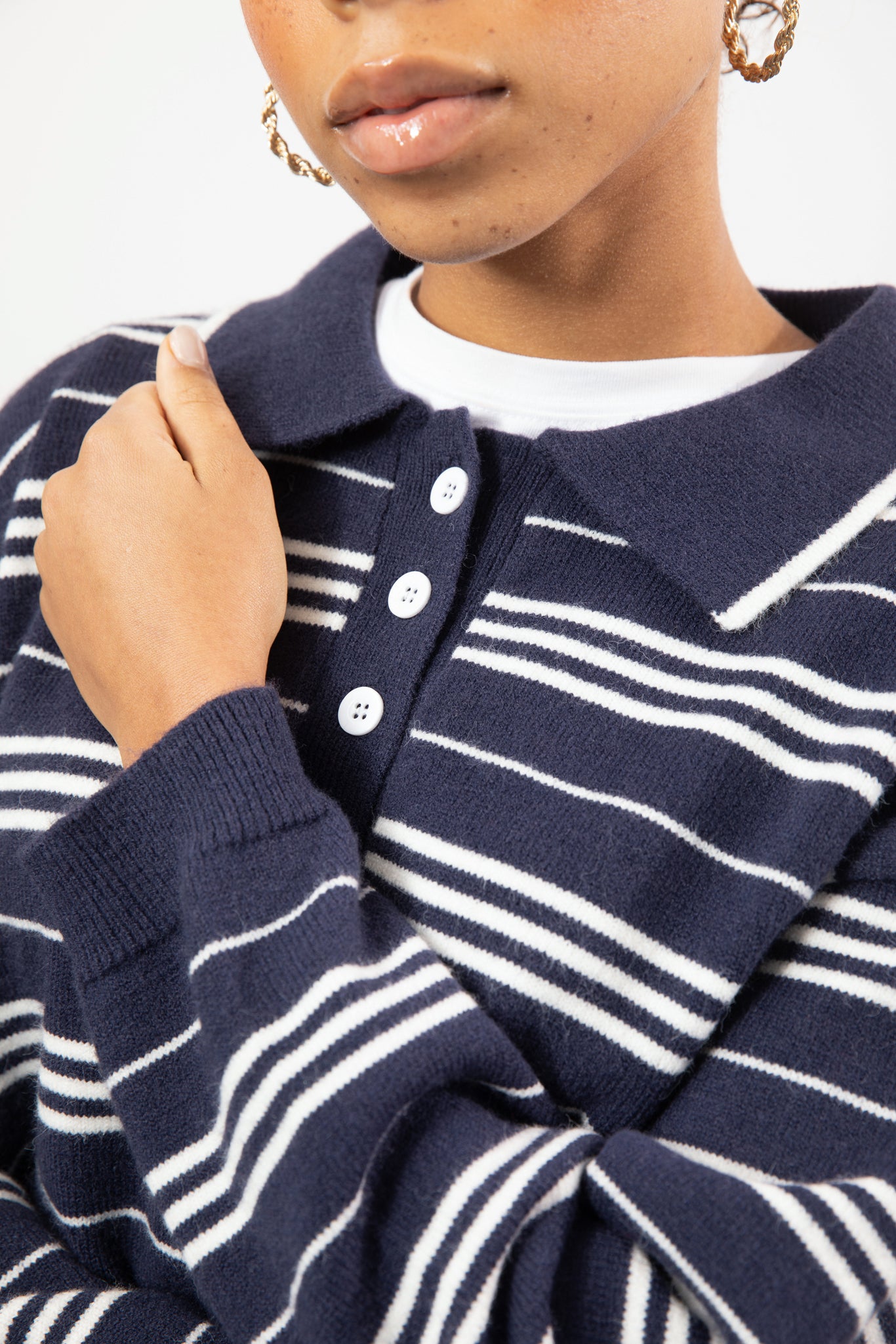 Navy and white striped wool blend knit rugby shirt_3