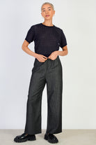 Navy blue and white flecked knit tee_4