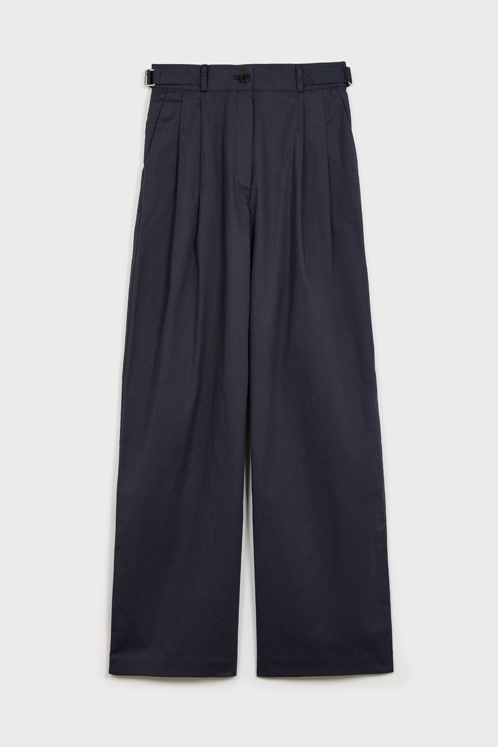Navy blue cotton twill side cinch trousers_6