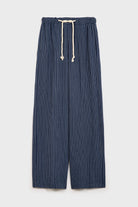 Navy blue pinstripe rope drawstring trousers_6