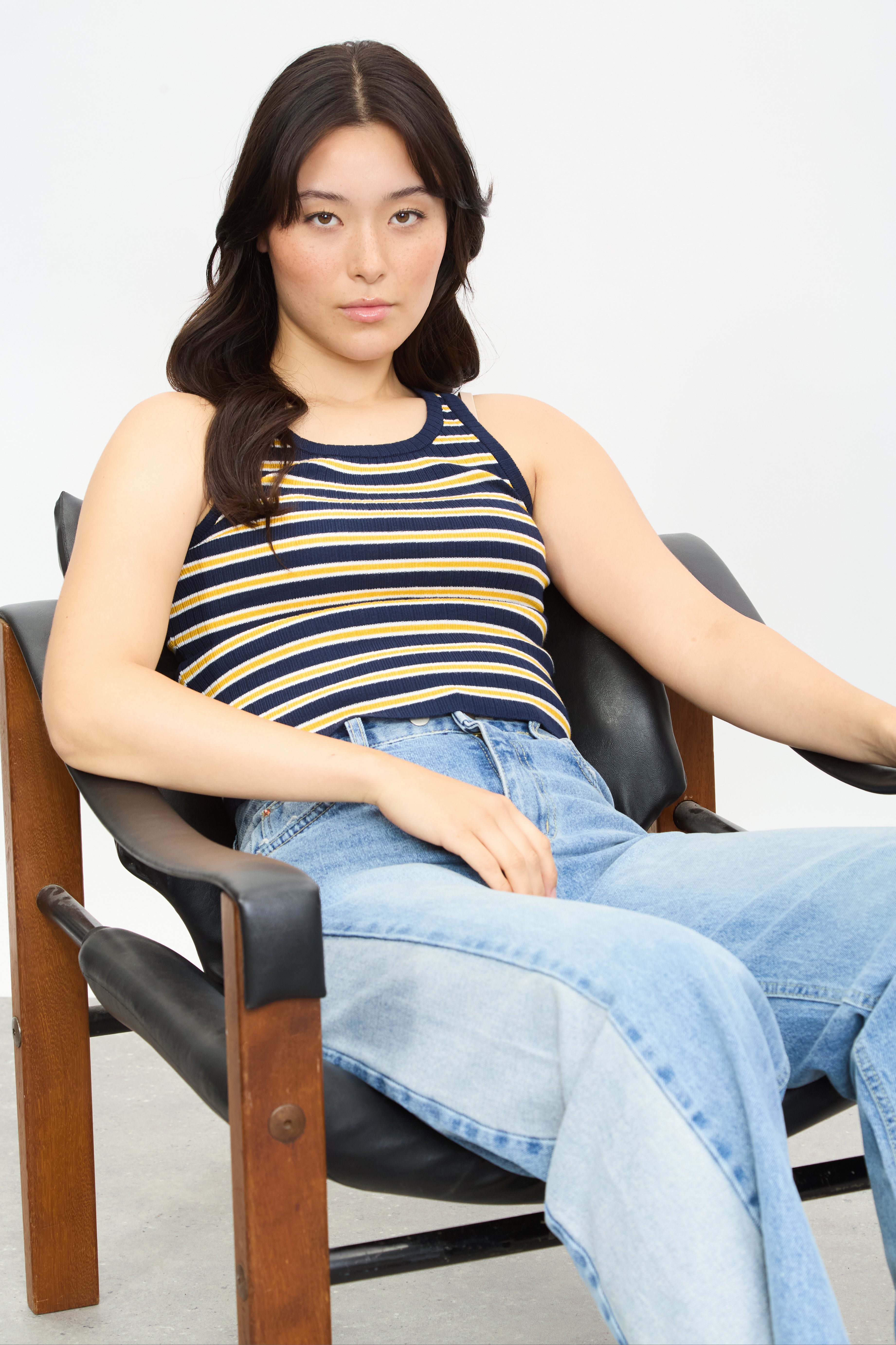 Navy mustard and white striped tank_5