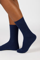 Navy ribbed cashmere wool blend socks_3