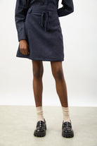 Navy vegan suede mini skirt_1