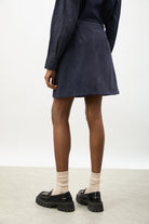 Navy vegan suede mini skirt_2