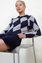 Navy and grey intarsia argyle zip cardigan_5