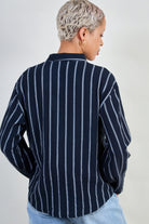Navy and thick white stripe shirt_4