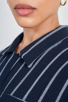 Navy and thick white stripe shirt_5