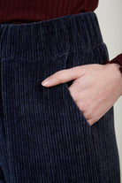 Navy thick ribbed side slit trousers_4