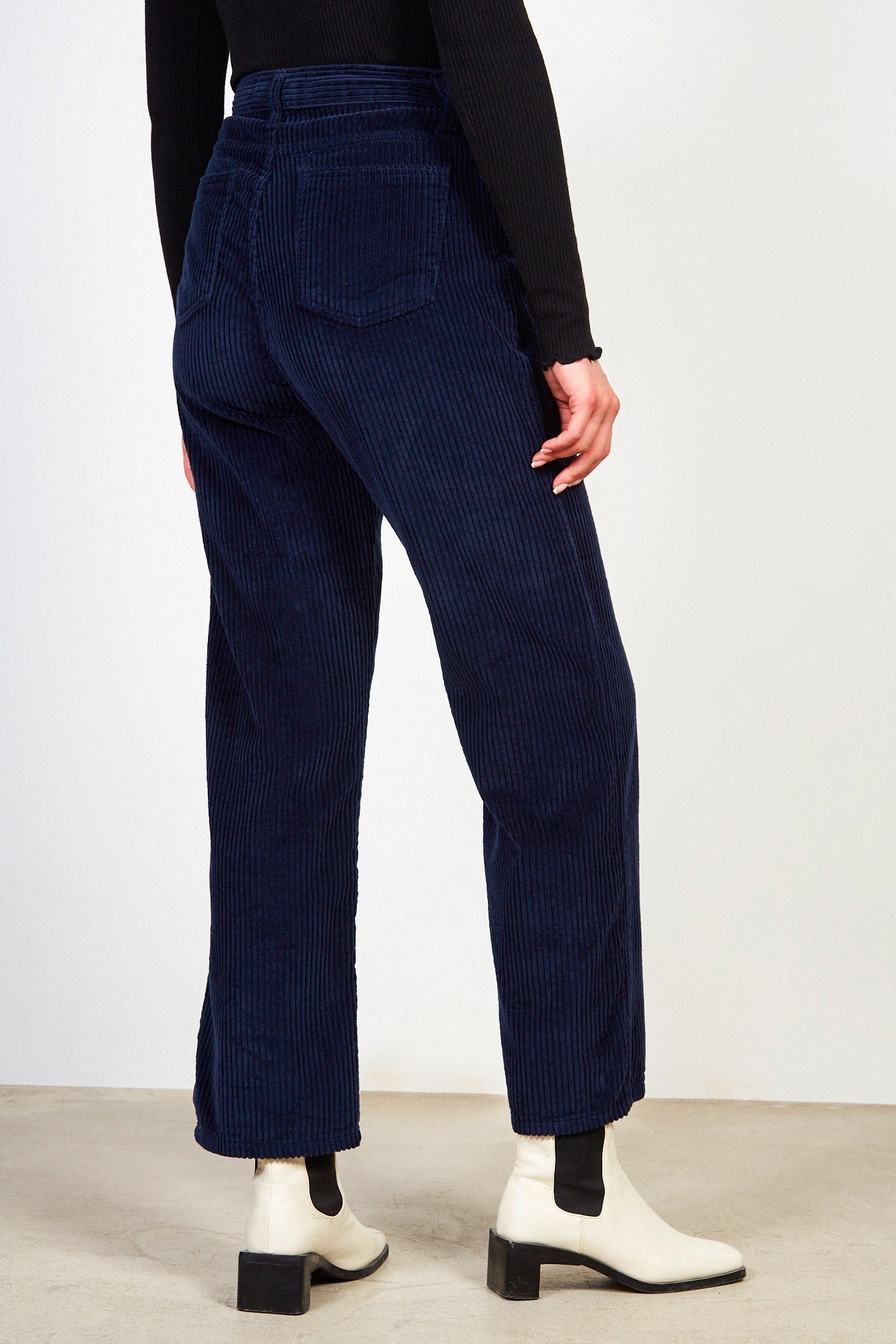 Navy large wale corduroy trousers
