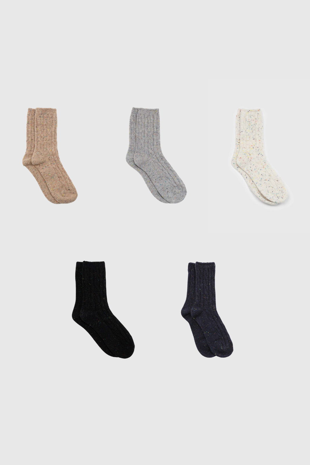 Neutral rainbow fleck thick socks - Set of 5_1