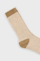 Oatmeal and beige contrast trim cashmere blend socks_2