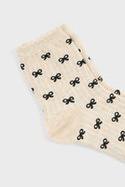Oatmeal and black tiny ribbon socks_4