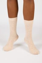 Oatmeal ribbed cashmere wool blend socks_4