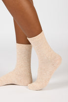 Oatmeal smooth cashmere wool blend socks_3