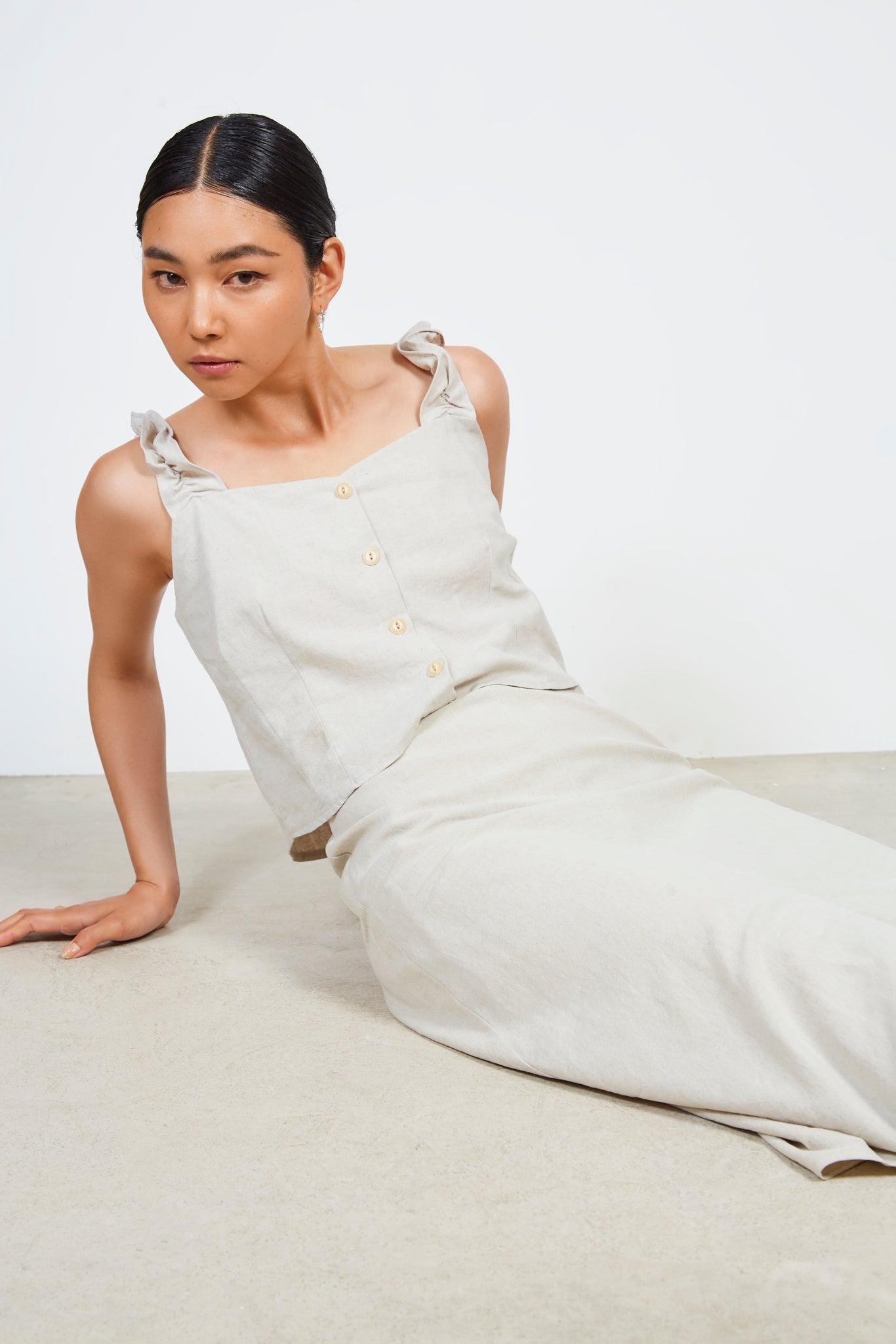 Oatmeal button front tank_1