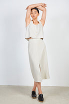 Oatmeal slit front skirt_1