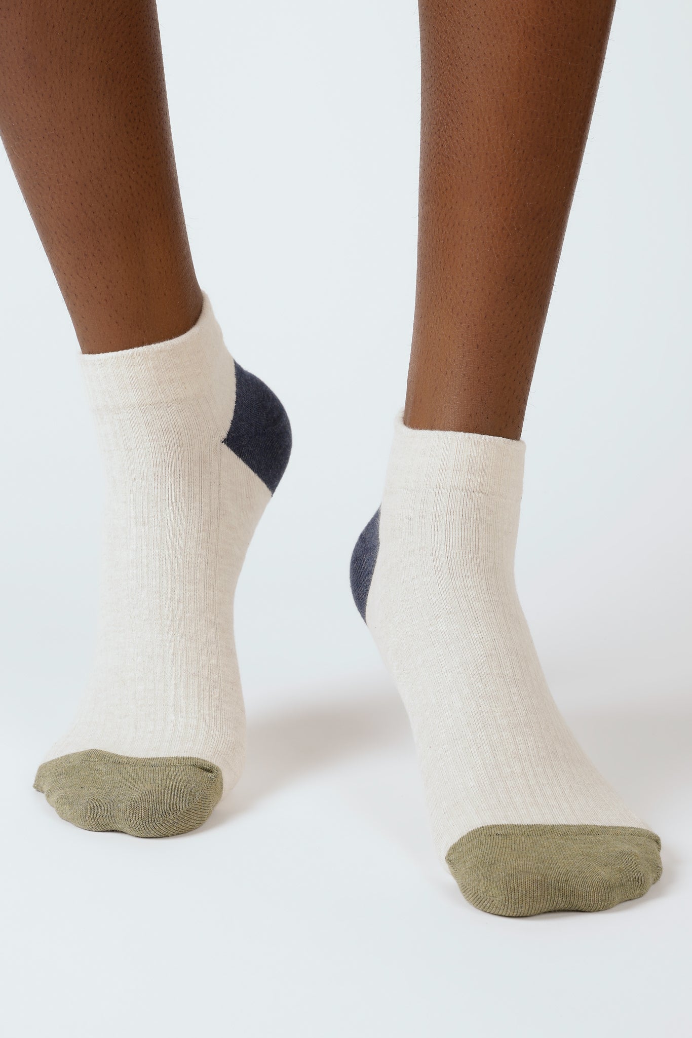 Oatmeal tricolor ankle socks_4