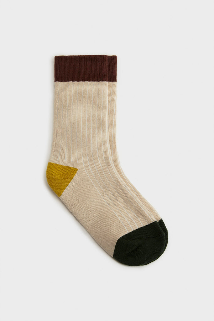 Oatmeal tricolour ribbed socks_1