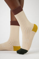 Oatmeal tricolour ribbed socks_3