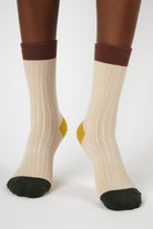 Oatmeal tricolour ribbed socks_4
