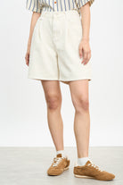 Off white denim single pleat shorts_1